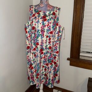 Talbots White Floral Beautiful Sleeveless Dress
